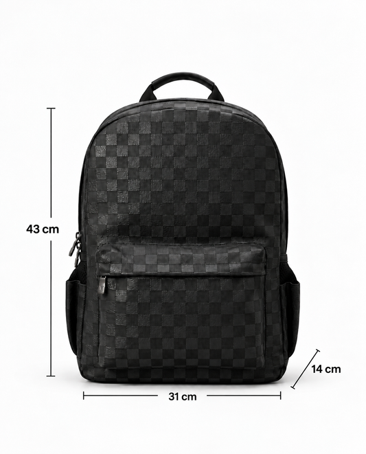 Premium Checkered Black Backpack