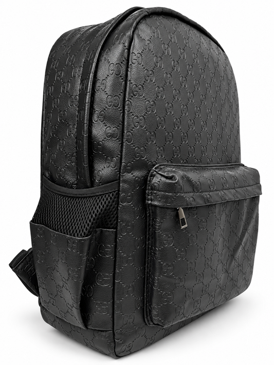 Premium Embossed Black Backpack