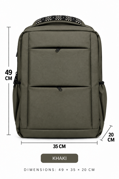 حقيبة ظهر للابتوب والسفر متعددة الاستخدامات – لون كاكي