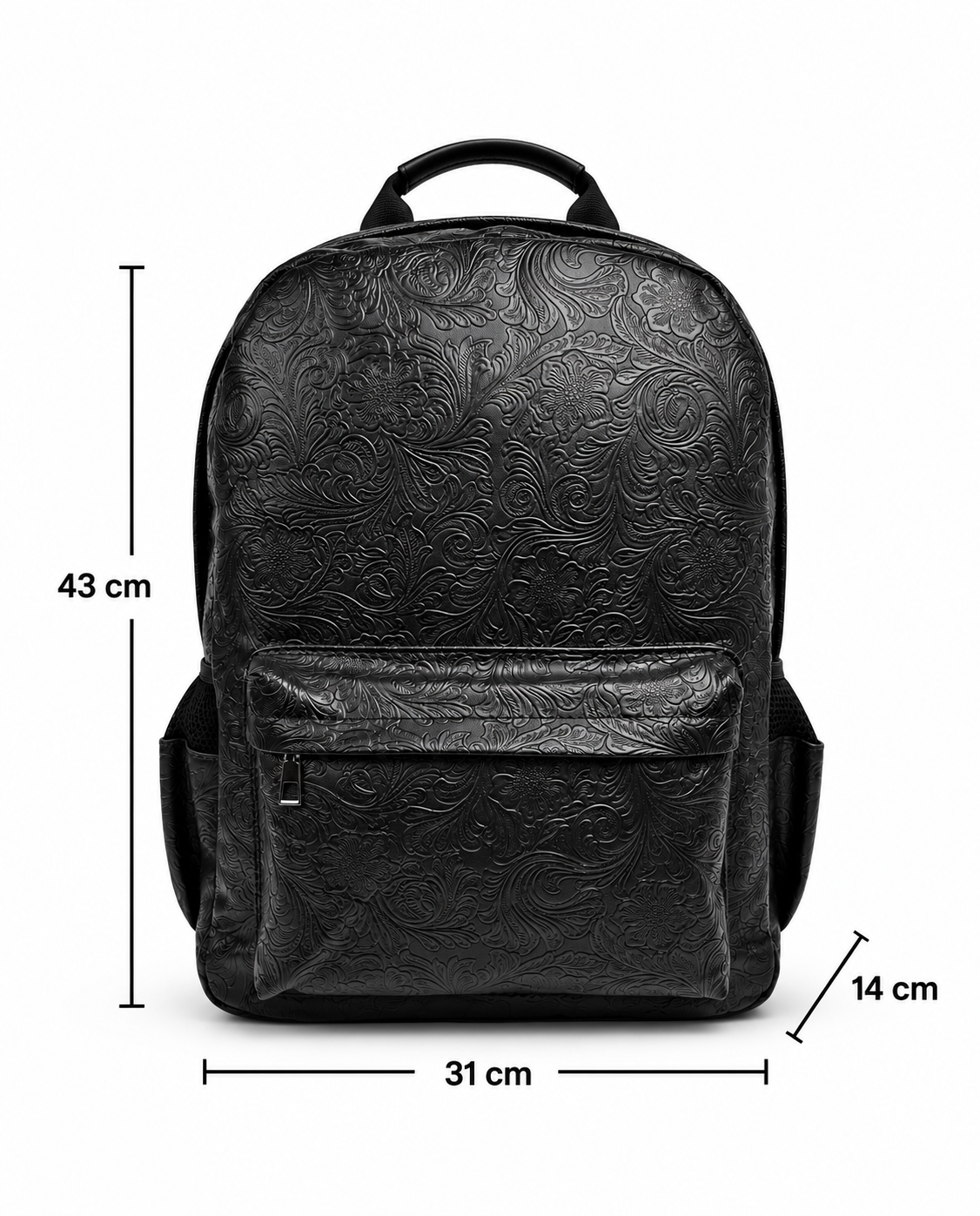 Embossed Floral Backpack – Black