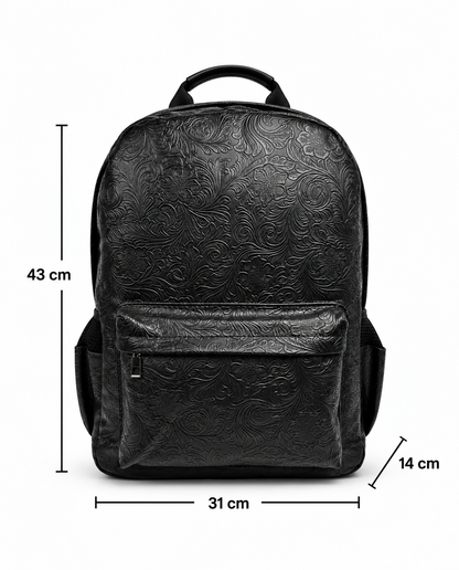 Embossed Floral Backpack – Black