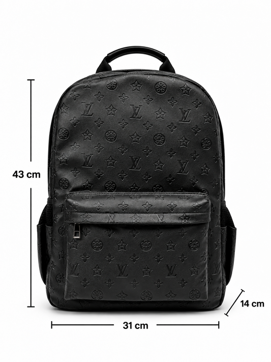 Premium Floral Monogram Black Backpack