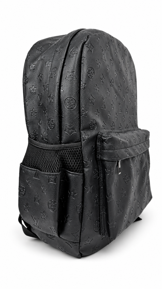 Premium Floral Monogram Black Backpack