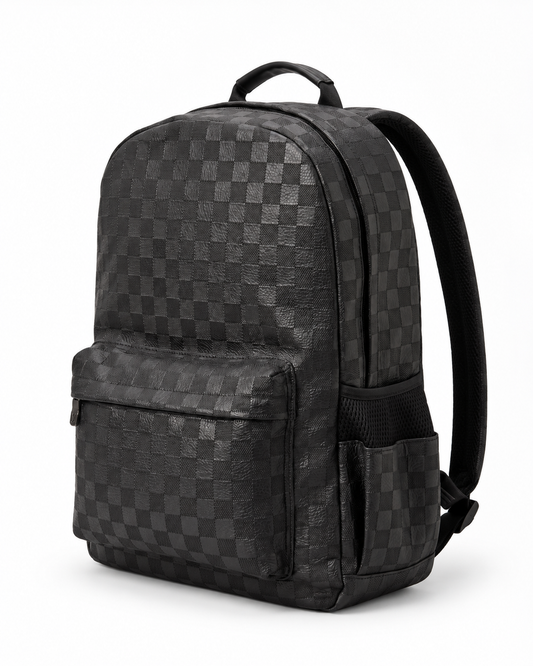 Premium Checkered Black Backpack