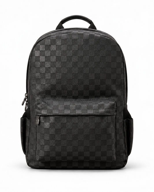 Premium Checkered Black Backpack